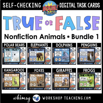 Preview of Boom Cards True False BUNDLE 1 Nonfiction Animal Facts Science