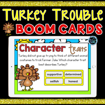 Preview of Boom Cards Turkey Trouble Character Traits, Physical Traits and Feelings