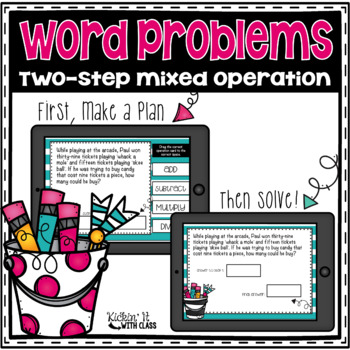 Preview of Boom Cards: Two Step Word Problems | Distance Learning