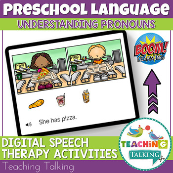 Preview of Pronouns Speech Therapy | Digital Boom Cards for He and She