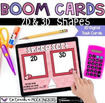 Preview of Boom Cards - Valentine 2D/3D Shape Sort