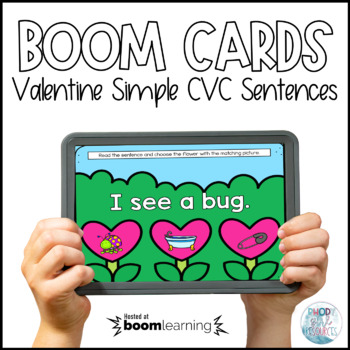 Preview of Boom Cards™ Valentine's Day Simple CVC Sentences
