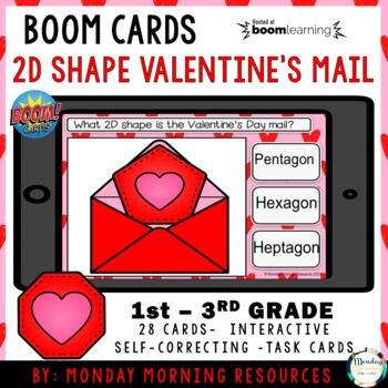 Preview of Boom Cards ™ Valentine's Day 2D Shape Mail - Distance Learning