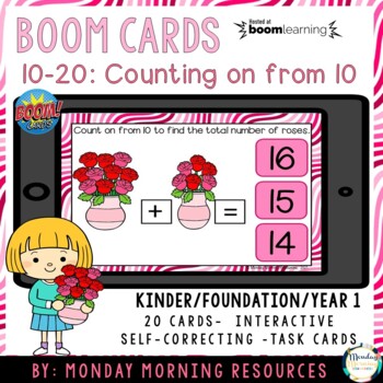 Preview of Boom Cards™ Valentine's Day Numbers 10-20: Counting on from 10