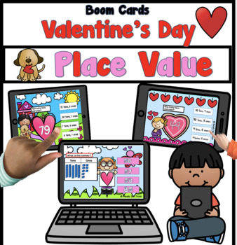 Preview of Boom Cards Valentine's Day Place Value