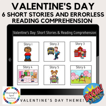 Preview of Valentine's Day Short Stories and Errorless Reading Comprehension Boom Cards™