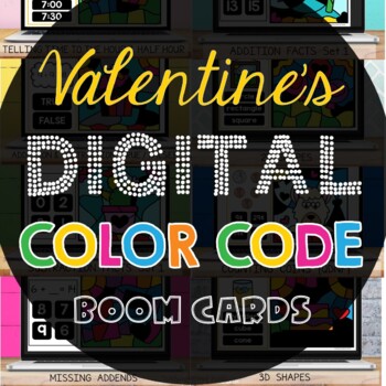 Preview of Boom Cards™ Valentines Day Digital Color Code Bundle