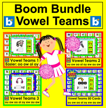 Preview of Boom Cards Vowel Teams BUNDLE 4 Decks Science of Reading Vowel Diphthongs