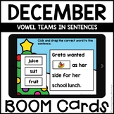 Boom Cards™ |  Vowel Teams in Sentences | December Themed 