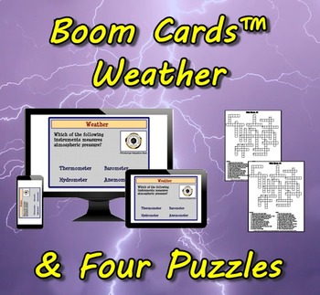 Preview of Boom Cards™ Weather & Four Puzzles