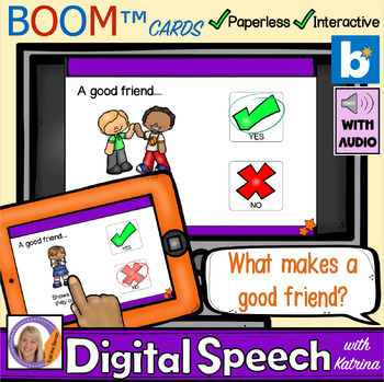 Preview of Boom™ Cards with audio: What makes a good friend? for social skills