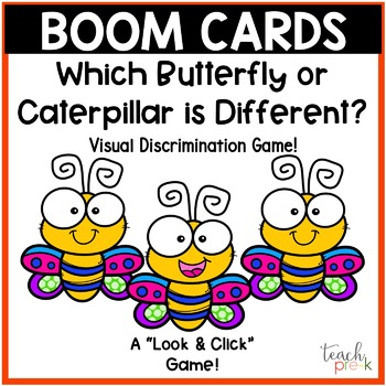 Preview of Boom Cards:   Which Caterpillar & Butterfly is Different?  Distance Learning