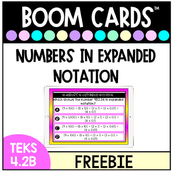 Preview of TEKS 4.2B Represent Numbers in Expanded Notation - BOOM™ Cards
