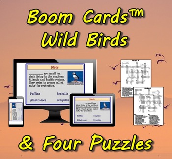 Preview of Boom Cards™ Wild Birds & Four Puzzles