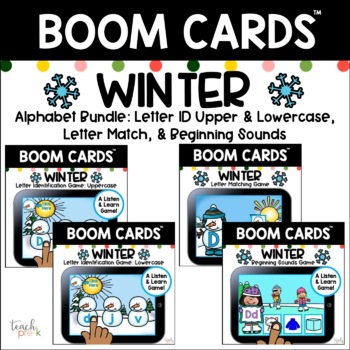 Preview of Boom Cards!  Winter Alphabet Bundle: Letter ID, Sounds, & Letter Matching