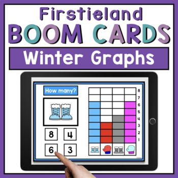 Preview of Boom Cards Winter Bar Graphs Digital Distance Learning Kindergarten And 1st