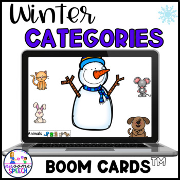 Preview of Categories Speech Therapy Activities Boom Cards for Language Winter Theme