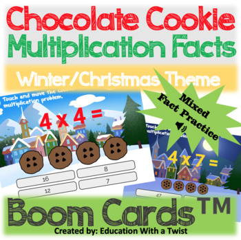Preview of Boom Cards™ Winter & Christmas Visual Multiplication Distance Learning