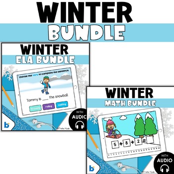 Preview of Boom Cards Winter ELA and Math Bundle
