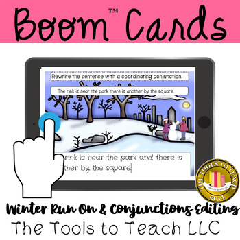 Preview of Boom™ Cards Winter Edit Run-On Sentences and Conjunctions Digital Resource