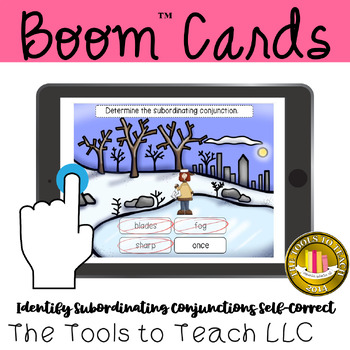 Preview of Boom™ Cards Subordinating Conjunctions Self-Correct Digital Resource