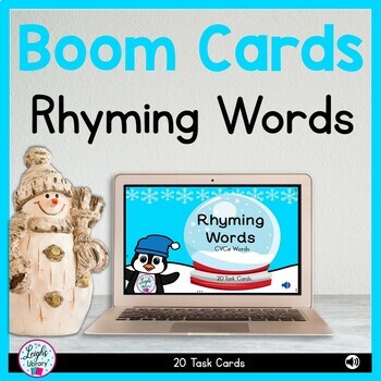 Preview of Boom Cards™ Winter Rhyming CVCe Long Vowel Words