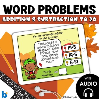 Preview of Boom Cards Word Problems to 20 Fall