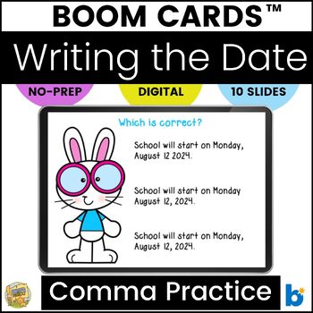 Preview of Boom Cards – Writing the Date - Commas in a Date  – Grammar - Benchmark Testing