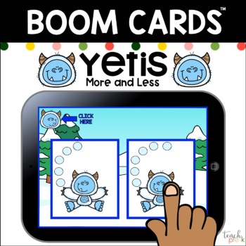 Preview of Boom Cards: Yetis More or Less/Distance Learning