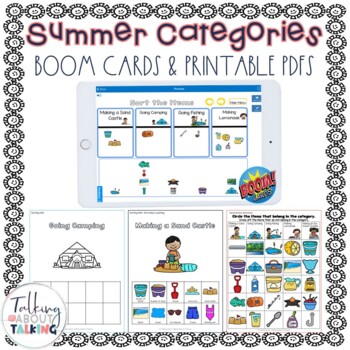 Preview of Summer Categories Boom Cards and Static PDF - Speech Therapy