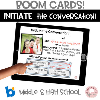 Preview of Boom Cards for Social Skills Initiate Start the Conversation!