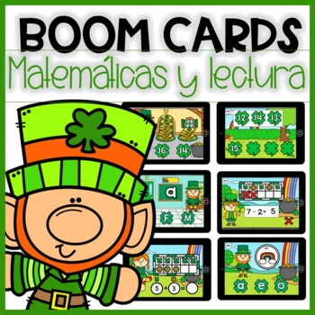 Preview of Boom Cards de San Patricio: Matemáticas y lectura | Spanish Digital Centers