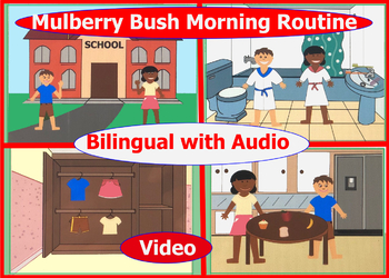 Preview of Boom Deck!  Mulberry Bush Early Language Activity -Bilingual