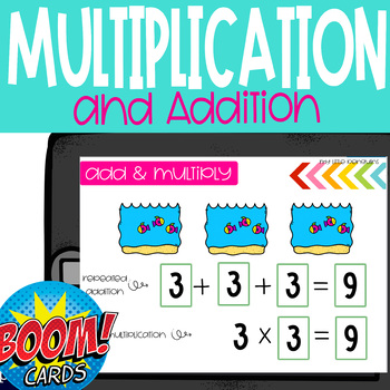 Preview of Boom Cards: Multiplication as Repeated Addition 3.oa.1