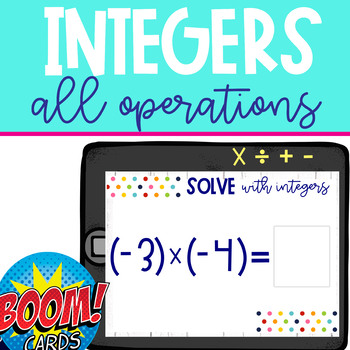 Preview of Boom Cards: Integers all Operations (x ÷ + -)