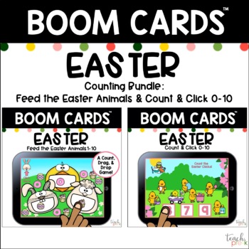 Preview of Boom! Easter/Spring Counting Bundle: Feed the Animals & Count Click 0-10