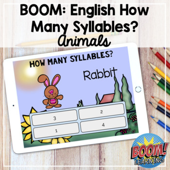 Preview of Boom Cards: English How Many Syllables? - Animals - DISTANCE LEARNING -