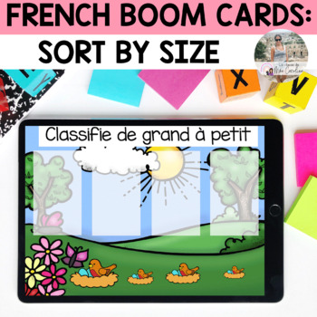 Preview of French Boom Cards: Math Measurement: Sort by size (big to small)