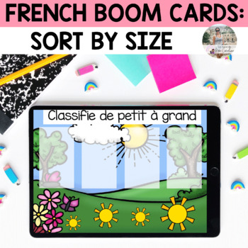 Preview of French Boom Cards: Math - Measurement: Sort by Size (small to big)