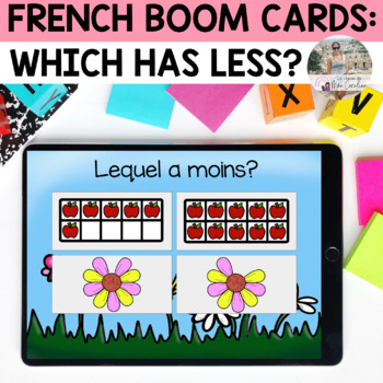 Preview of French Boom Cards: Math - Counting: Which has less?