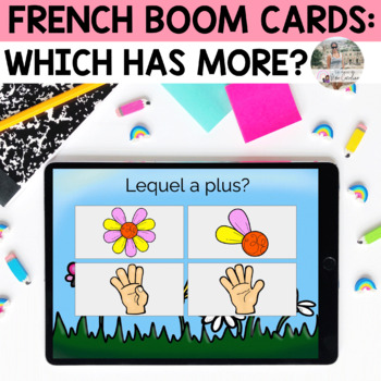 Preview of French Boom Cards: Math - Counting: Which has more?