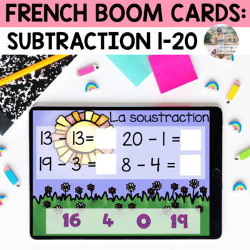 Preview of French Math Boom Cards | Subtraction (0-20)