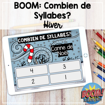 Preview of Boom Cards: French Syllables / Combien de syllabes (l'hiver) DISTANCE LEARNING