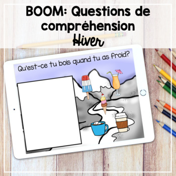 Preview of Boom Cards: French Comprehension Questions (l'hiver) DISTANCE LEARNING