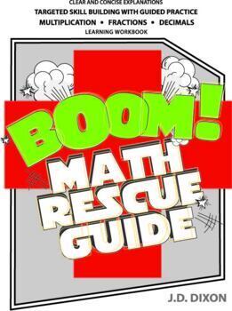 Preview of Math Rescue Guide Comic style workbook on multiplication/fractions/decimals