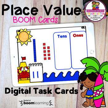 Preview of Boom  Kindergarten Place Value Digital Cards (Distance Learning)