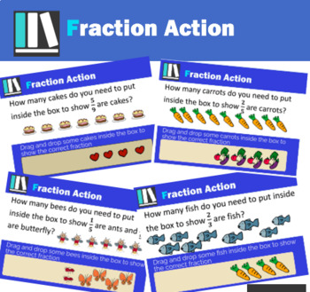 Preview of Boom cards Fraction Action Digital task card distance learning