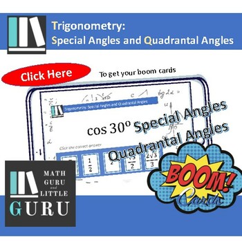 Preview of Boom cards Trigonometry Special Angles and Quadrantal Angles