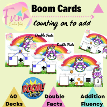 Preview of Boom cards game - addition fluency - math centre - Counting On to Add - CCSS