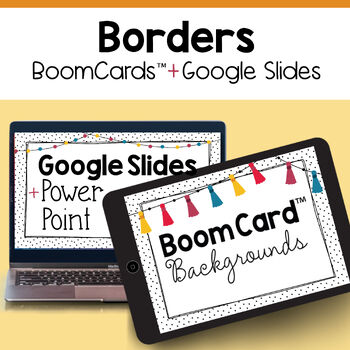 Preview of BoomCard™ & Google Slides / PowerPoint Borders - BOHO Dots and Tassels
